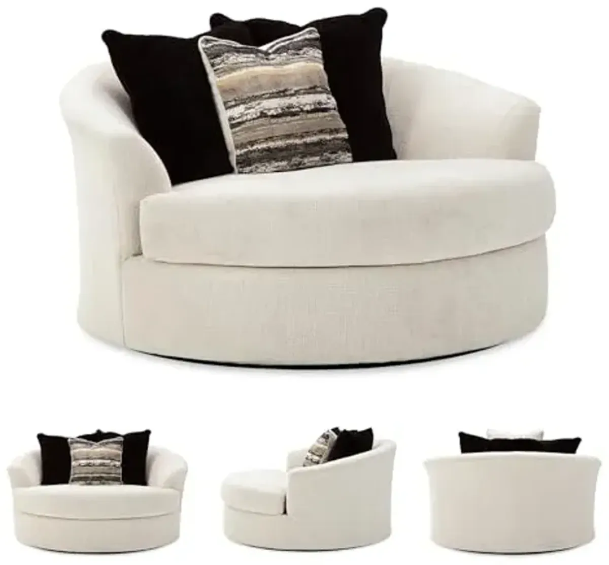 Signature Design by Ashley Cambri Oversized 360-Degree Round Swivel Chair, White