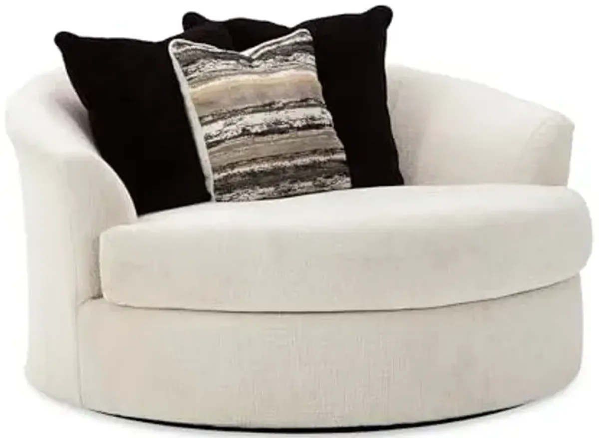 Signature Design by Ashley Cambri Oversized 360-Degree Round Swivel Chair, White