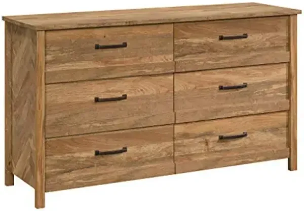 Sauder Cannery Bridge 6 Drawer Dresser Bedroom Dresser Chest of Drawers Wooden, in Sindoori Mango