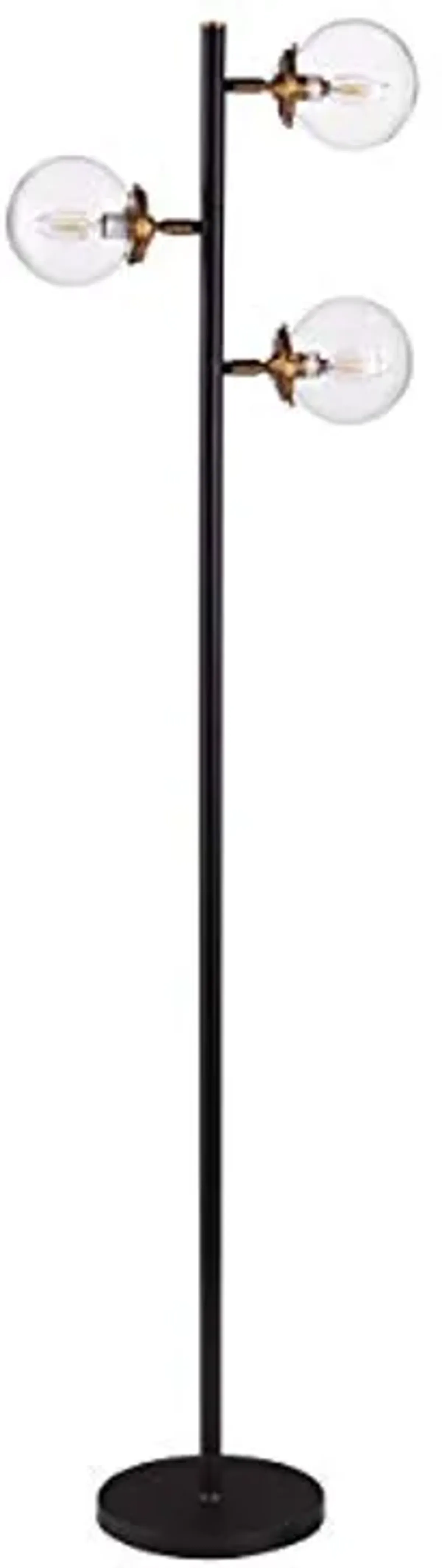 SEI Furniture Holly & Martin Boltonly Contemorary 3 Globe Floor Lamp, Black/Gold/Clear Glass