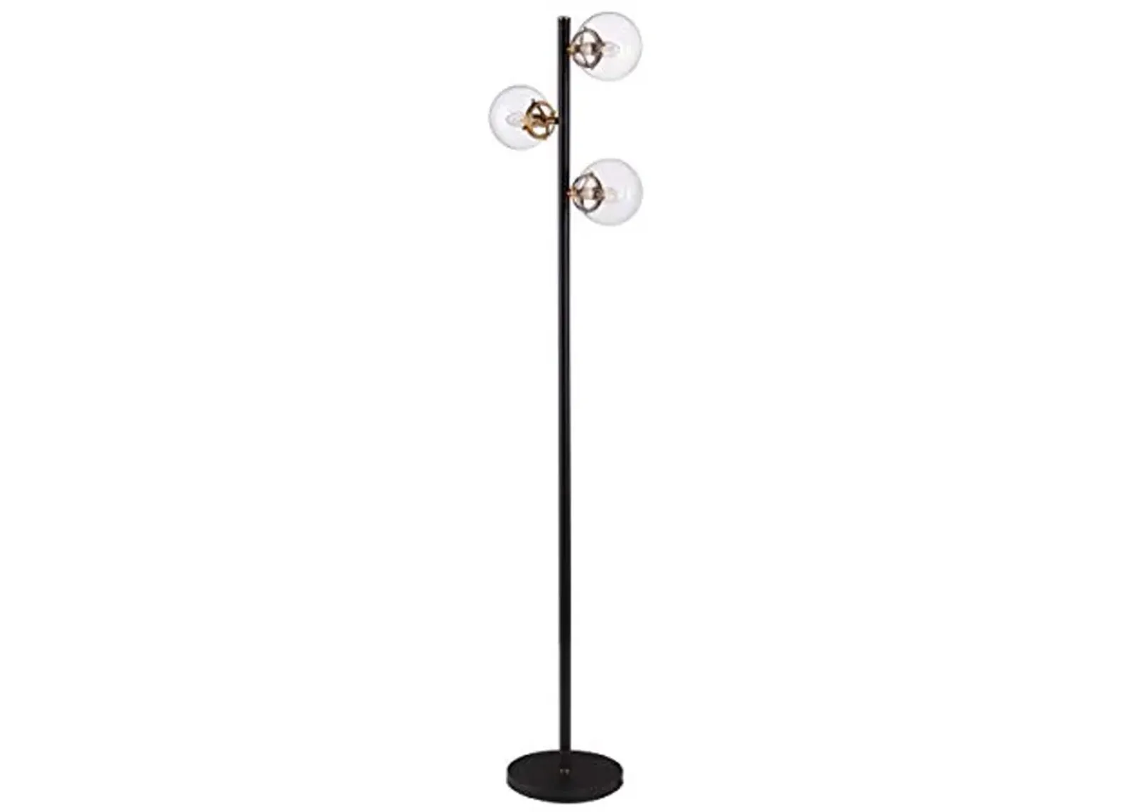 SEI Furniture Holly & Martin Boltonly Contemorary 3 Globe Floor Lamp, Black/Gold/Clear Glass