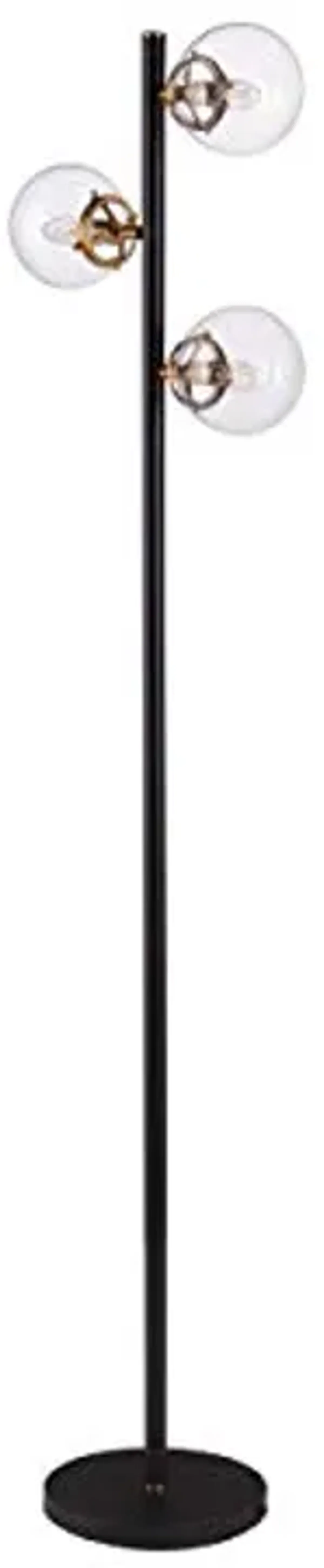 SEI Furniture Holly & Martin Boltonly Contemorary 3 Globe Floor Lamp, Black/Gold/Clear Glass