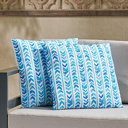 Christopher Knight Home Leona Outdoor Throw Pillow (Set of 2), Blue