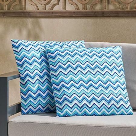 Christopher Knight Home Viola Outdoor Pillow Cover (Set of 2), Blue