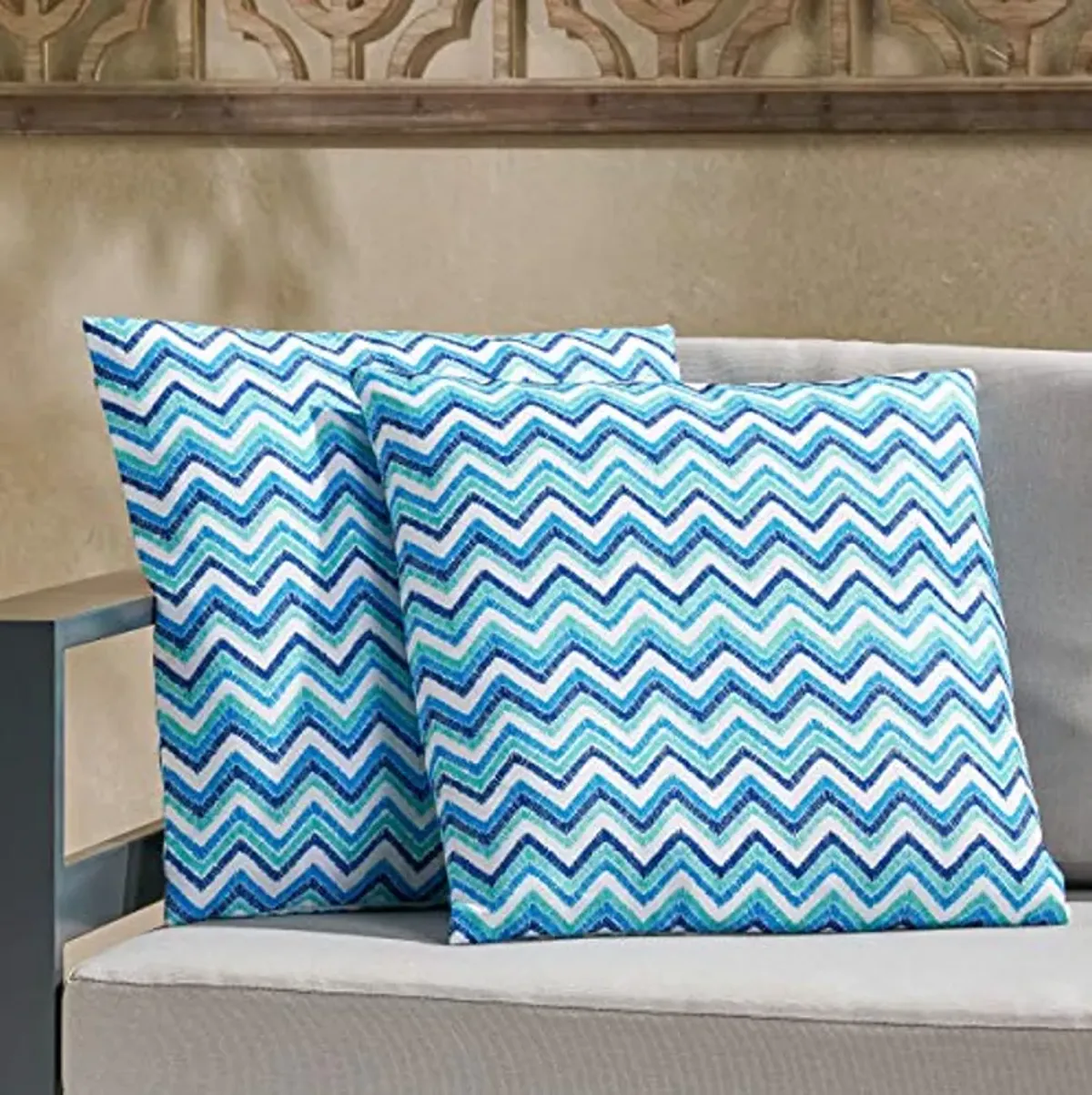 Christopher Knight Home Viola Outdoor Pillow Cover (Set of 2), Blue