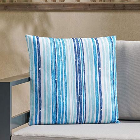 Christopher Knight Home Tobey Outdoor Throw Pillow, Blue