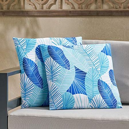Christopher Knight Home Letitia Outdoor Throw Pillow (Set of 2), Blue