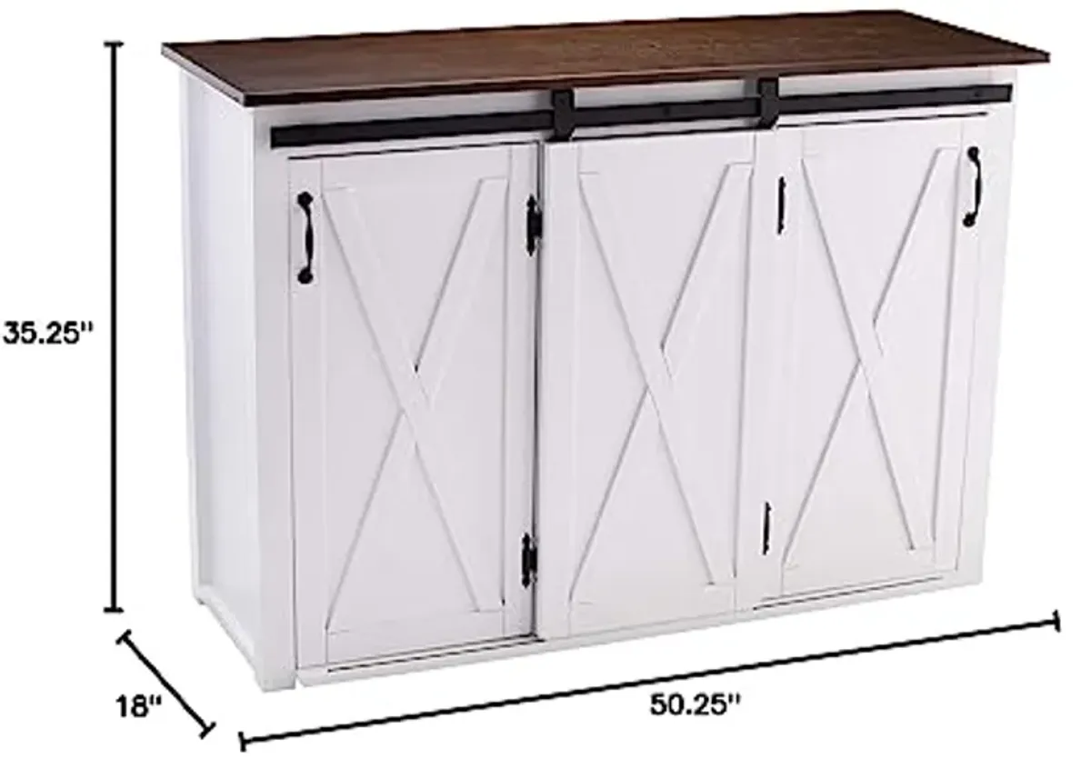 SEI Furniture Leshire Kitchen Island, Dark Brown, White