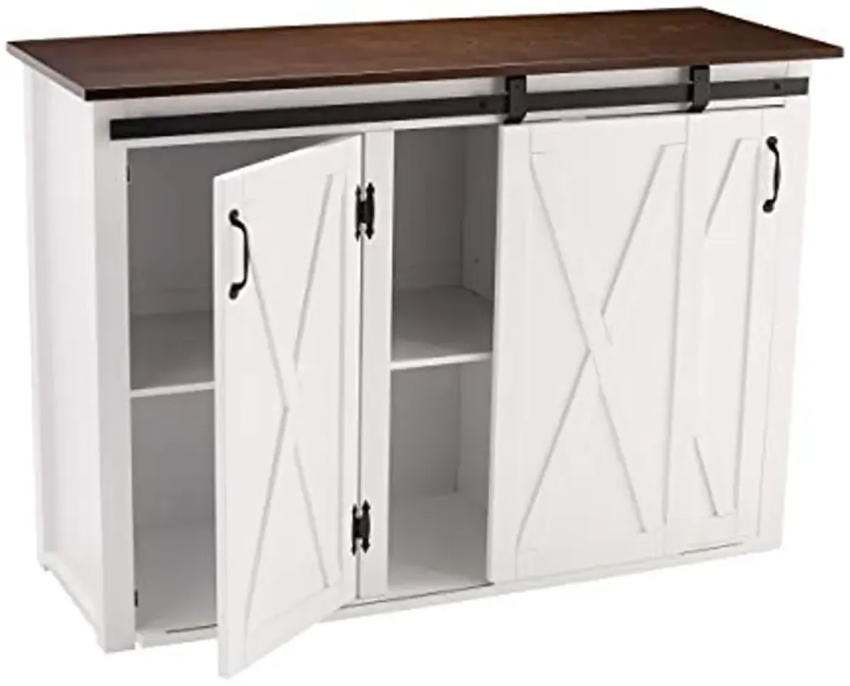 SEI Furniture Leshire Kitchen Island, Dark Brown, White