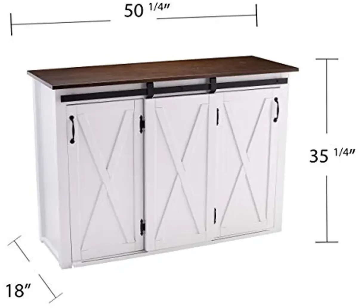 SEI Furniture Leshire Kitchen Island, Dark Brown, White