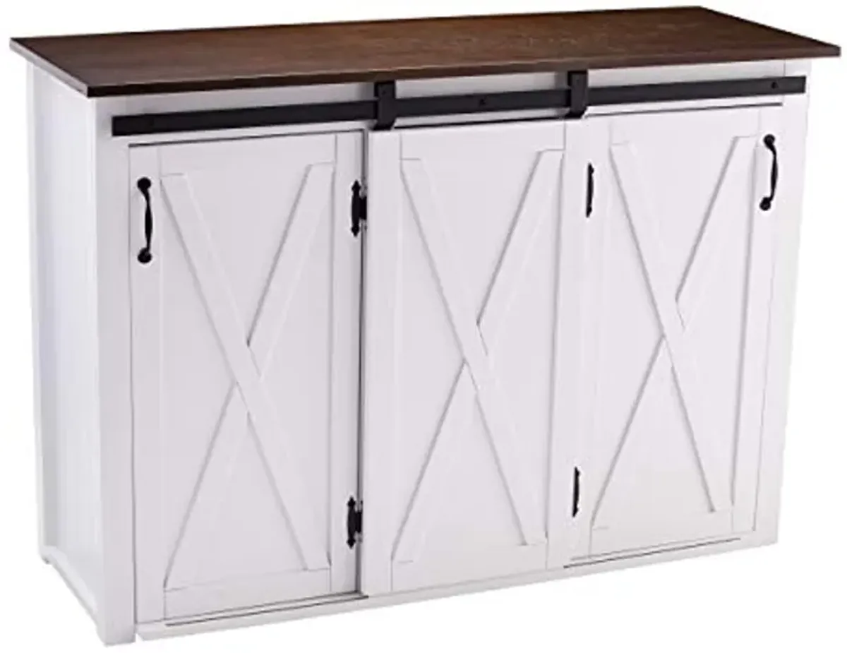 SEI Furniture Leshire Kitchen Island, Dark Brown, White