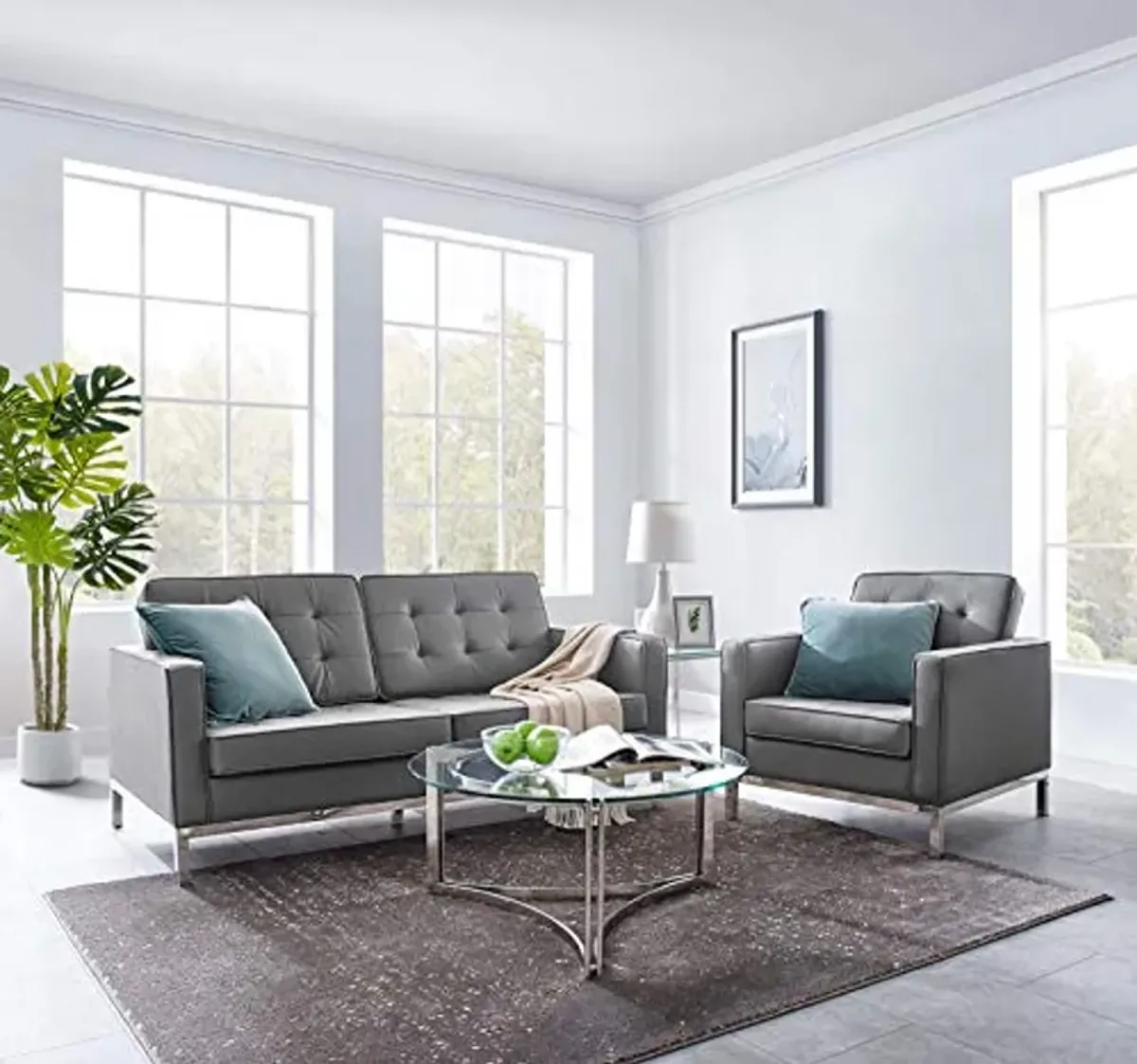 Modway Loft living-room-furniture-sets, Silver Gray