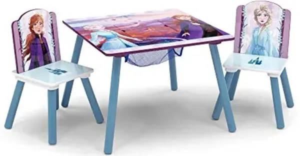 Delta Children Kids Table and Chair Set With Storage (2 Chairs Included) - Ideal for Arts & Crafts, Snack Time, Homeschooling, Homework & More, Disney Frozen II