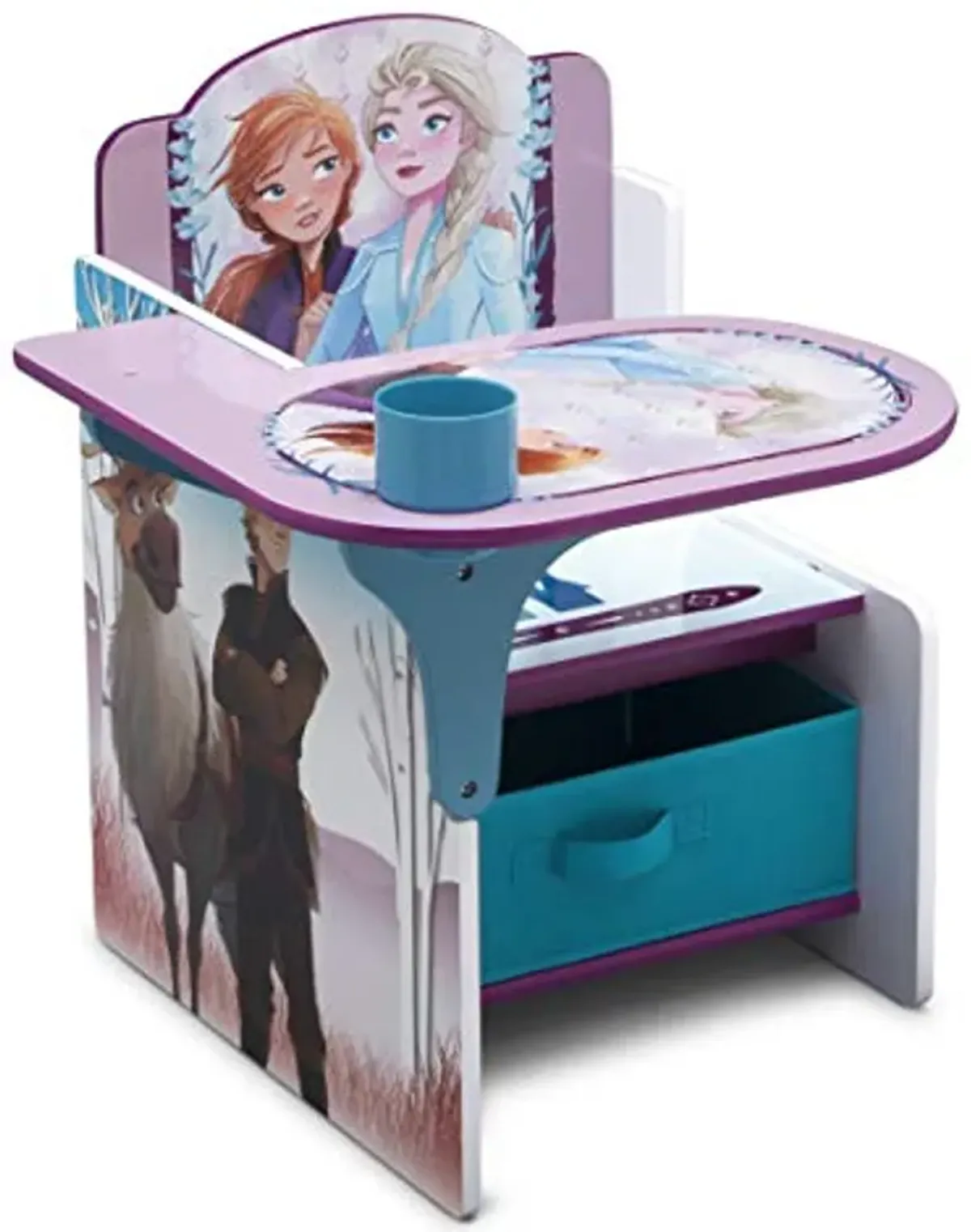 Delta Children Chair Desk with Storage Bin, Disney Frozen II Cup Holders|Arm Rest, Engineered Wood