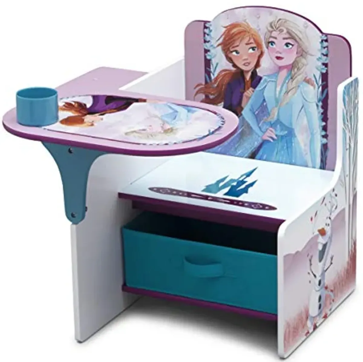 Delta Children Chair Desk with Storage Bin, Disney Frozen II Cup Holders|Arm Rest, Engineered Wood