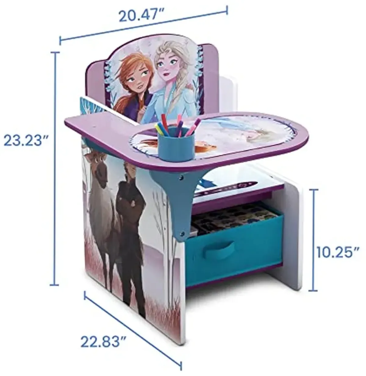 Delta Children Chair Desk with Storage Bin, Disney Frozen II Cup Holders|Arm Rest, Engineered Wood