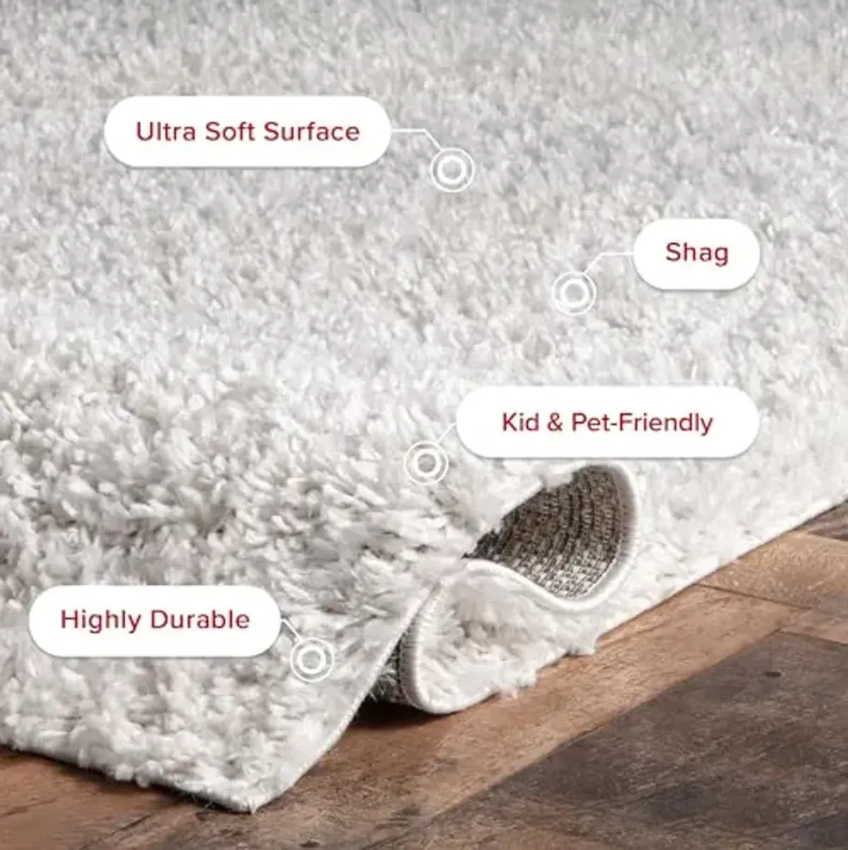 nuLOOM Kara Solid Shag Area Rug - 8 Round Shag Area Rug Casual Ivory Rugs for Living Room Bedroom Dining Room Nursery