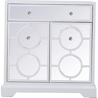 Elegant Lighting Side Cabinet 32-in White Clear Black Solid Wood Mirror New