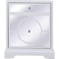 Elegant Lighting Side Cabinet 24-in White Clear Black Solid Wood Mirror Mirrors