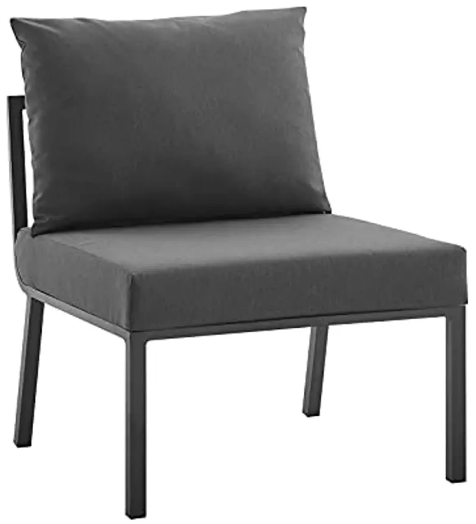 Modway Riverside Outdoor Furniture, Armless Chair, Gray Charcoal