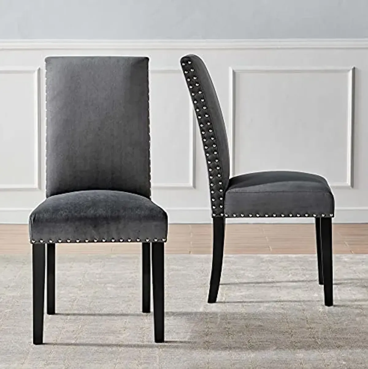 Modway EEI-3779-CHA Parcel Performance Velvet Dining Side Chairs - Set of 2, Charcoal