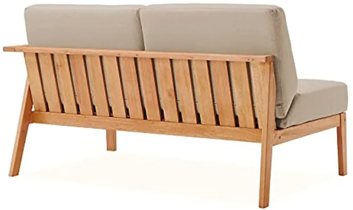 Modway Outdoor Patio Eucalyptus Wood Sectional Sofa Right-Facing Loveseat in Natural Taupe