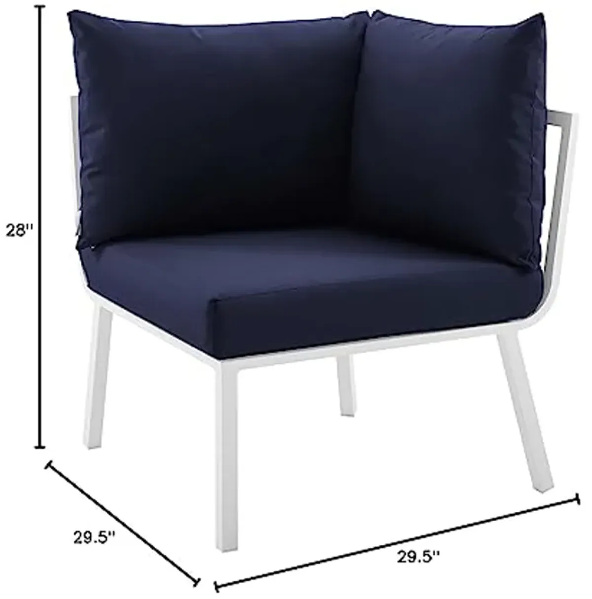 Modway Riverside Outdoor Furniture, Corner Chair, White Navy