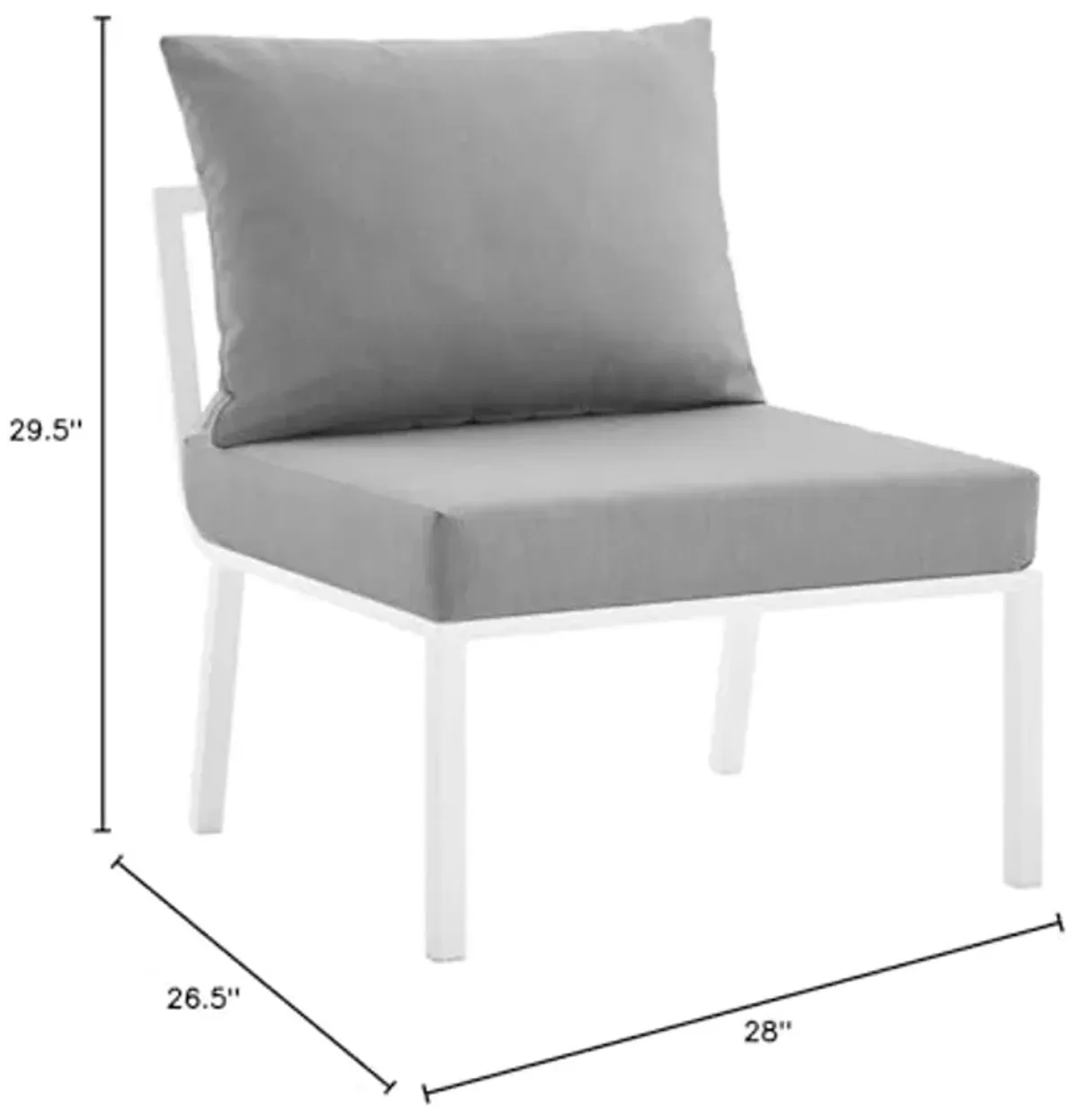 Modway EEI-3567-WHI-GRY Riverside Armless Chair, White Gray 29.5 x 26.5 x 28