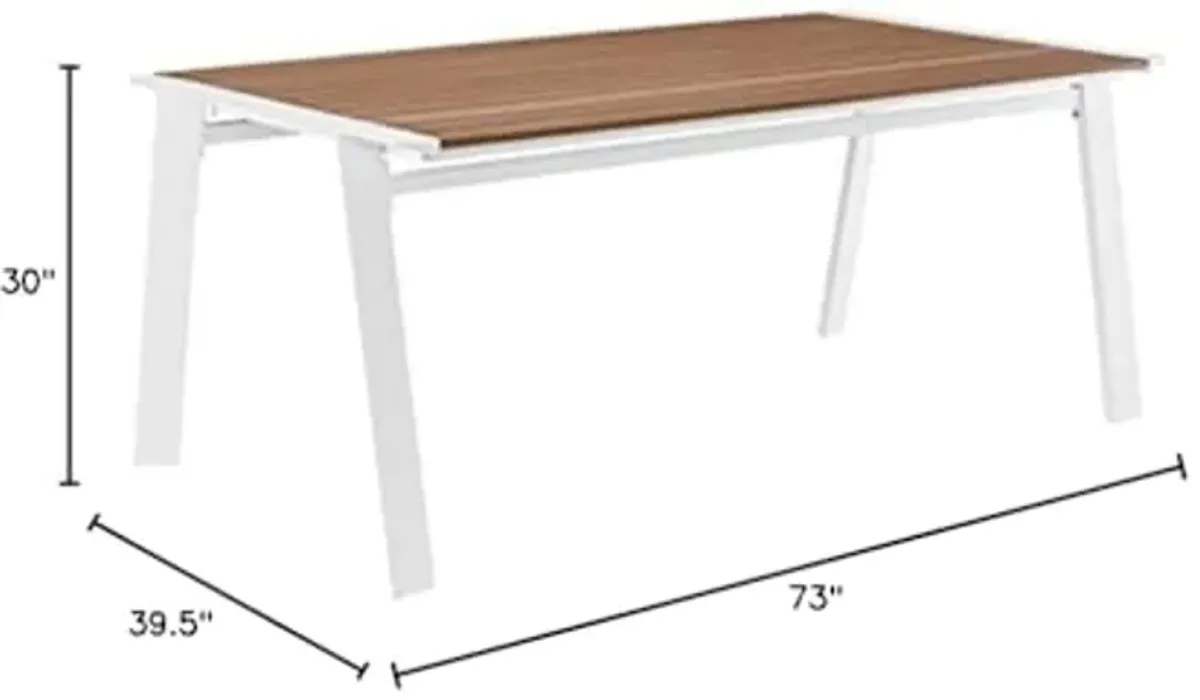 Modway EEI-3572-WHI-NAT Roanoke Dining Table, White Natural