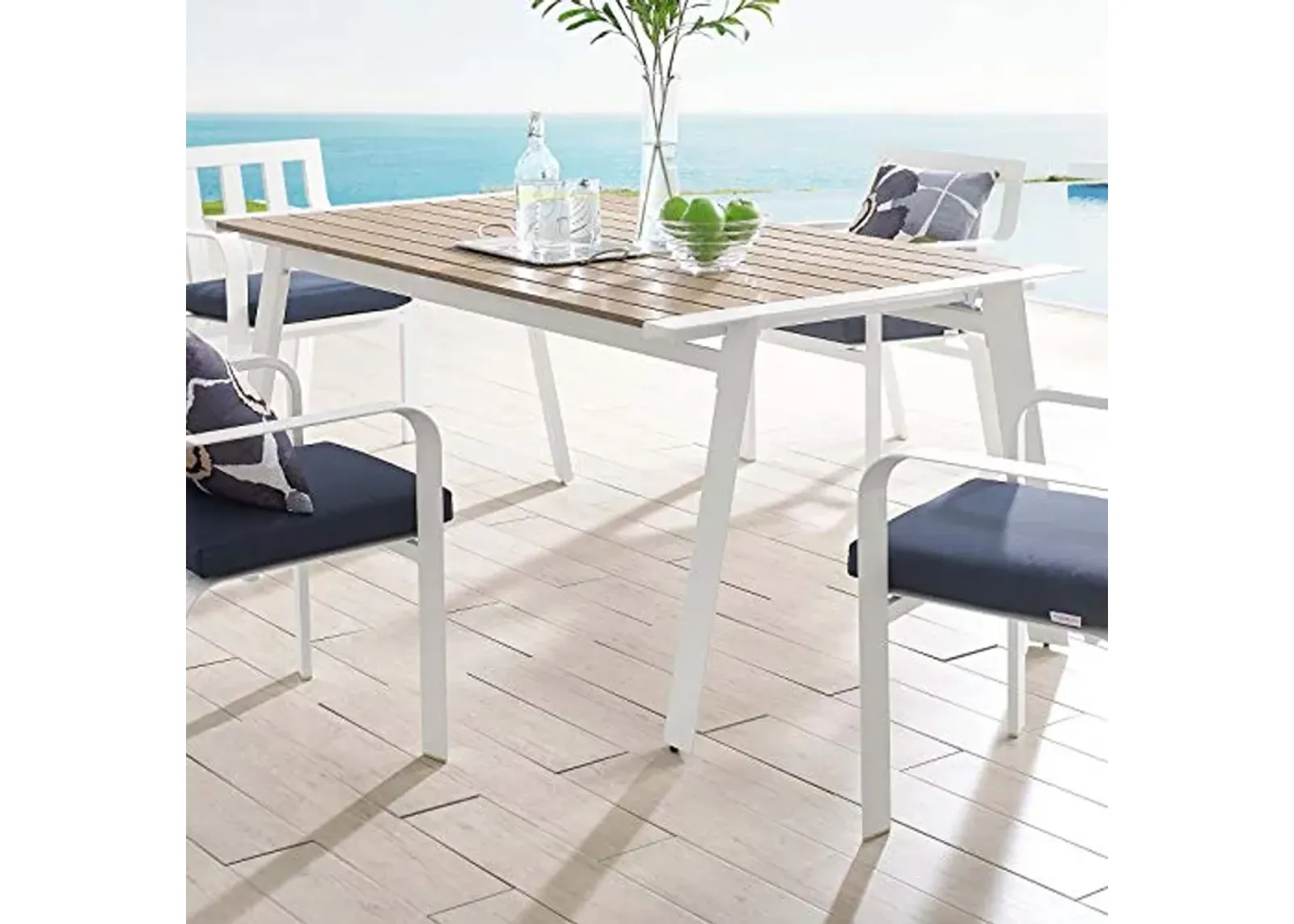 Modway EEI-3572-WHI-NAT Roanoke Dining Table, White Natural