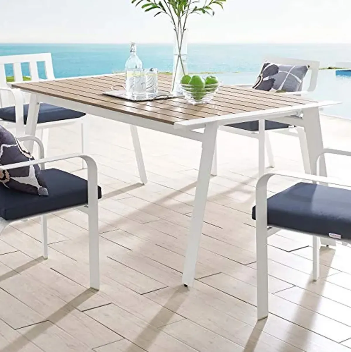 Modway EEI-3572-WHI-NAT Roanoke Dining Table, White Natural