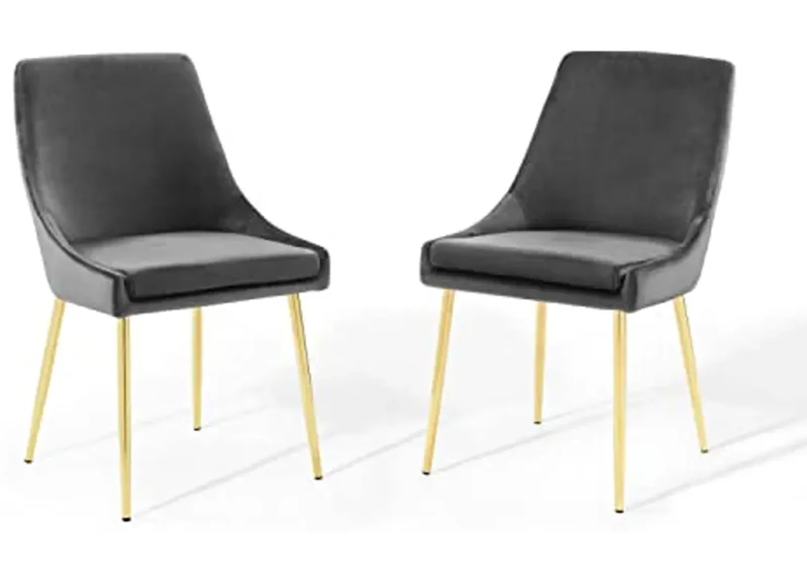 Modway Viscount Performance Velvet Dining Chairs - Set of 2, Gold Charcoal