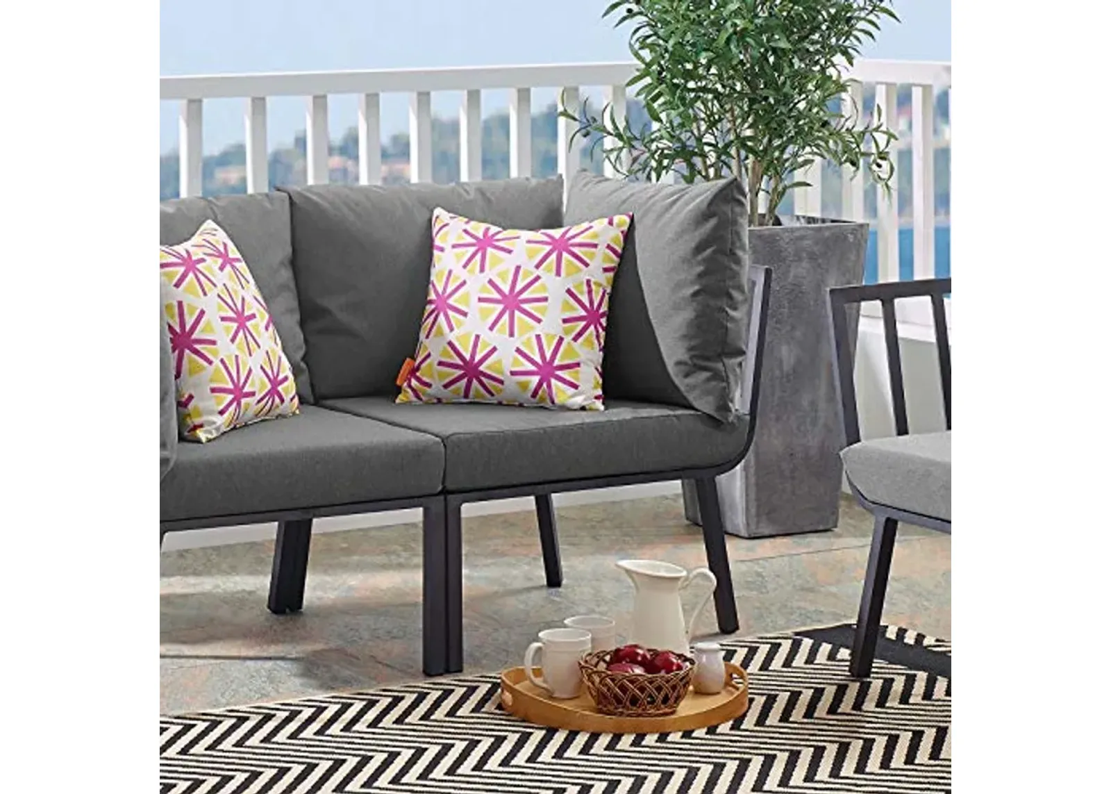 Modway Riverside Outdoor Furniture, Corner Chair, Gray Charcoal