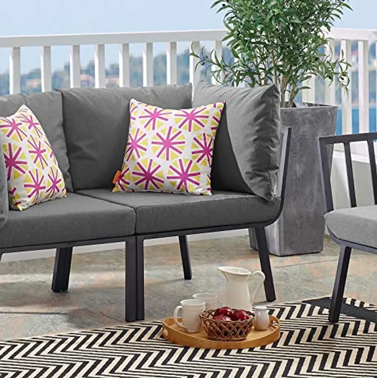 Modway Riverside Outdoor Furniture, Corner Chair, Gray Charcoal