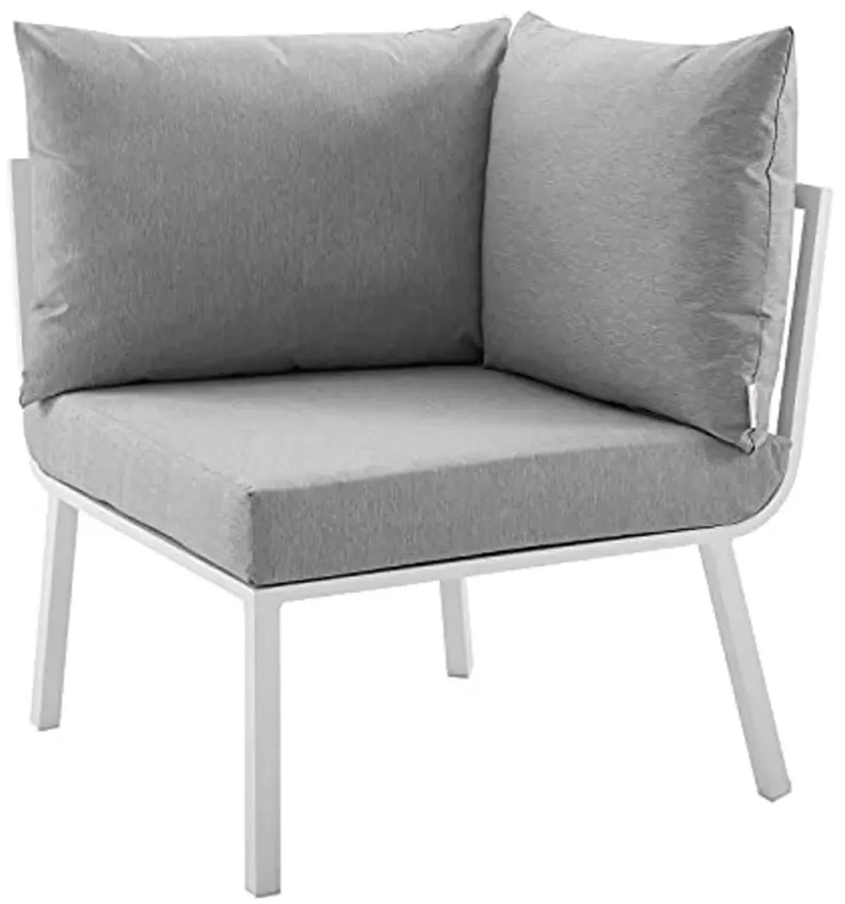 Modway Riverside Outdoor Furniture, Corner Chair, White Gray