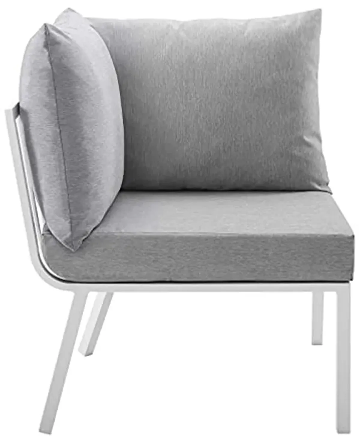 Modway Riverside Outdoor Furniture, Corner Chair, White Gray