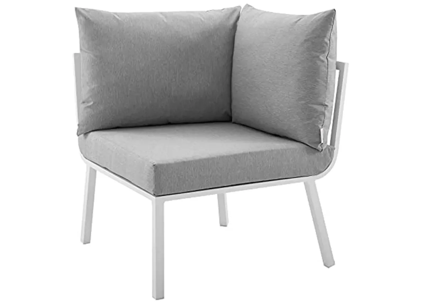 Modway Riverside Outdoor Furniture, Corner Chair, White Gray