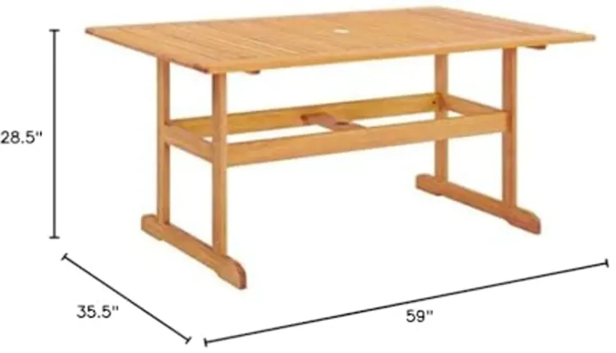 Modway Hatteras Dining Table, 35.5 x 59 x 28.5, Natural