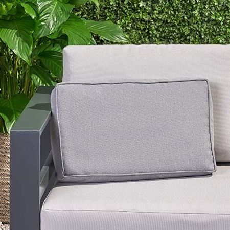 Christopher Knight Home Colorfully Rectanglular Water Resistant 12"x20" Lumbar Pillow, Charcoal