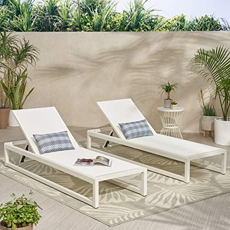 Christopher Knight Home Eudora Outdoor Chaise Lounge (Set of 2), White