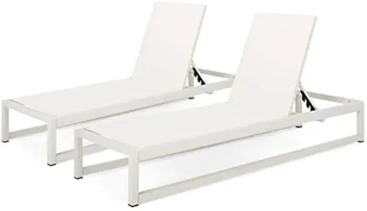 Christopher Knight Home Eudora Outdoor Chaise Lounge (Set of 2), White