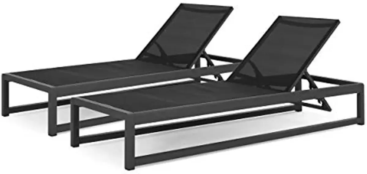 Christopher Knight Home Eudora Outdoor Chaise Lounge (Set of 2), Aluminum, Black, Gray