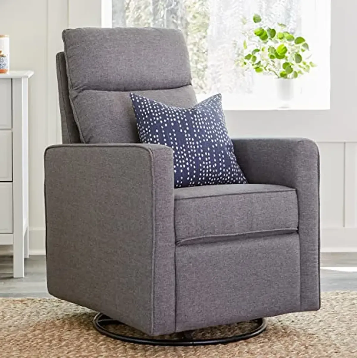 DaVinci Gabby Polyester Pillowback Swivel Glider in Shadow Grey, Greenguard Gold & CertiPUR-US Certified