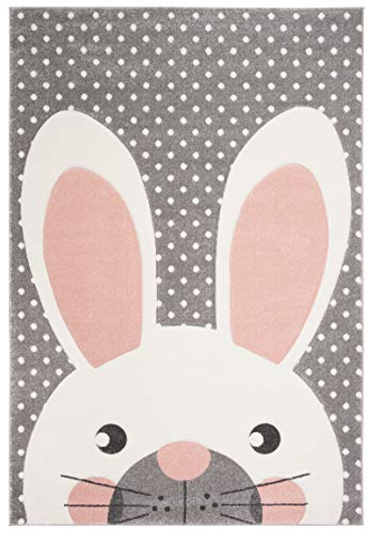 SAFAVIEH Carousel Kids Collection Area Rug - 6'7" x 9', Pink & Grey, Bunny Ear Design, Non-Shedding & Easy Care, Ideal for High Traffic Areas for Boys & Girls in Playroom, Nursery, Bedroom (CRK168P)