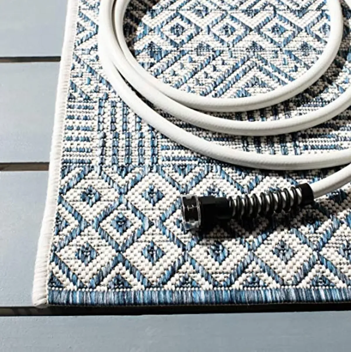 SAFAVIEH Courtyard Collection 2'3" x 8' Blue / Navy CY8235 Indoor-Outdoor Waterproof Easy-Cleaning Patio Backyard Mudroom Runner-Rug