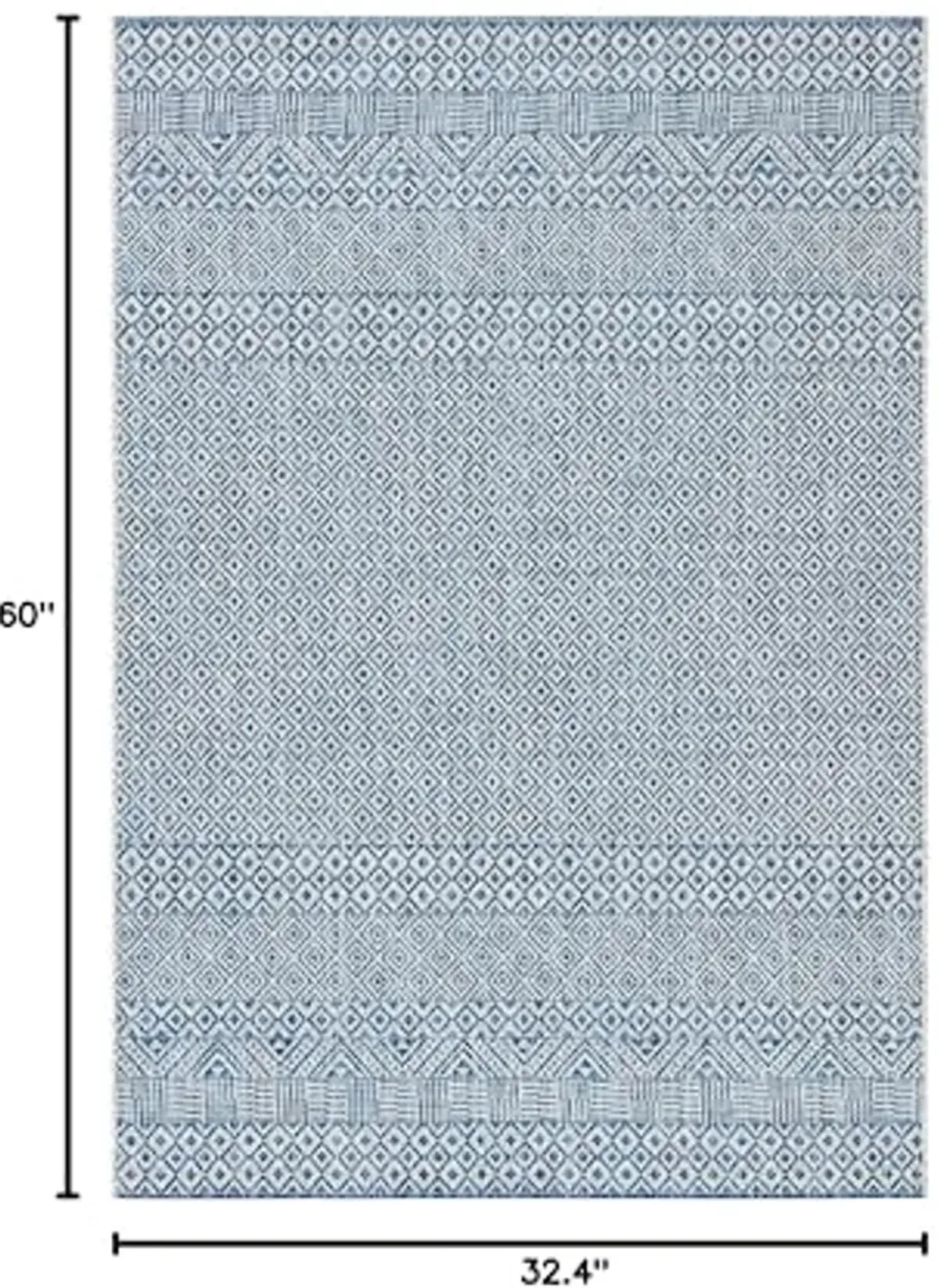 SAFAVIEH Courtyard Collection 2'7" x 5' Grey/Blue CY8235 Indoor-Outdoor Waterproof Easy-Cleaning Patio Backyard Mudroom Area-Rug