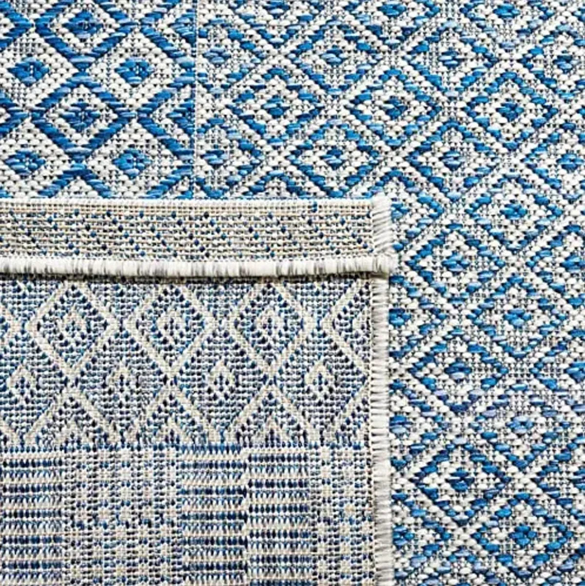 SAFAVIEH Washable Rug Outdoor Courtyard Collection - 2' x 3'7", Grey & Blue, Non-Shedding & Easy Cleaning, Ideal for Patio, Front Door, Entryway, Doormat (CY8235-36812)