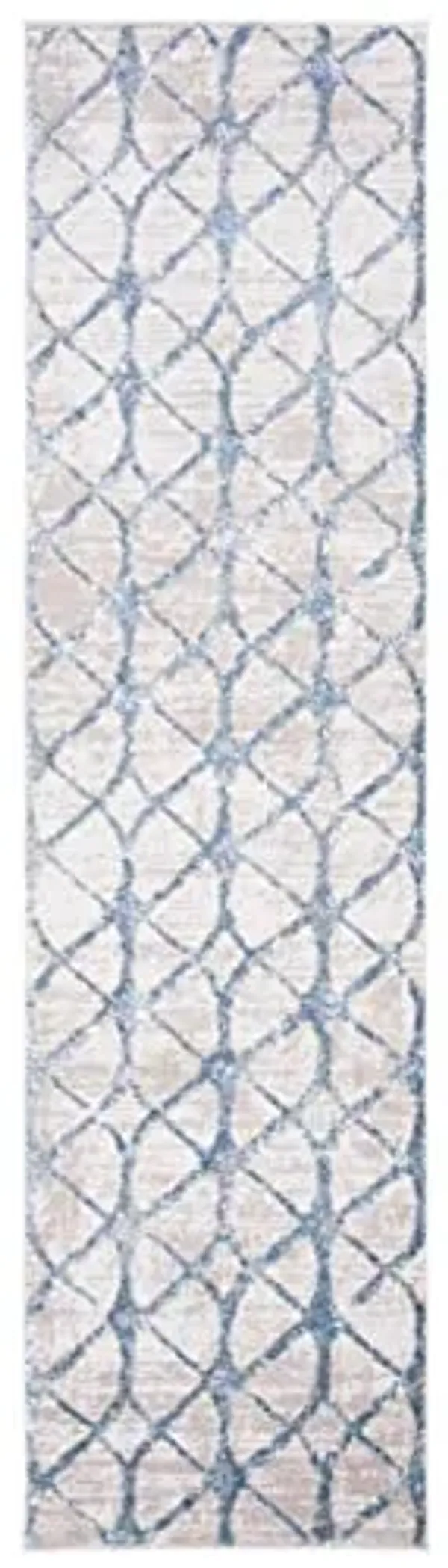SAFAVIEH Amelia Collection Runner Rug - 2'2" x 10', Grey & Blue, Geometric Design, Non-Shedding & Easy Care, Ideal for High Traffic Areas in Living Room, Bedroom (ALA792F)