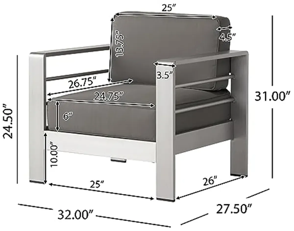 Christopher Knight Home Nicole Outdoor 7-Seater Patio Sofa Set with Coffee Table, Silver + Khaki