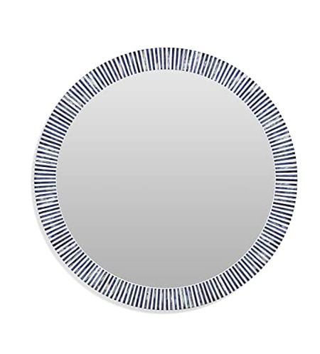 Bassett Mirror Radial Bone Wall Mirror with White and Blue Finish M4395